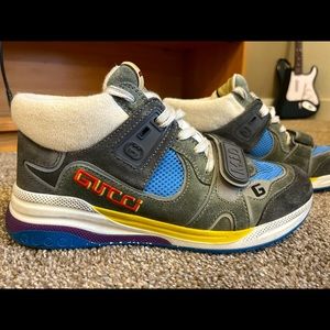 GUCCI Mens Ultrapace Leather and Mesh Sneaker Size 9/9.5